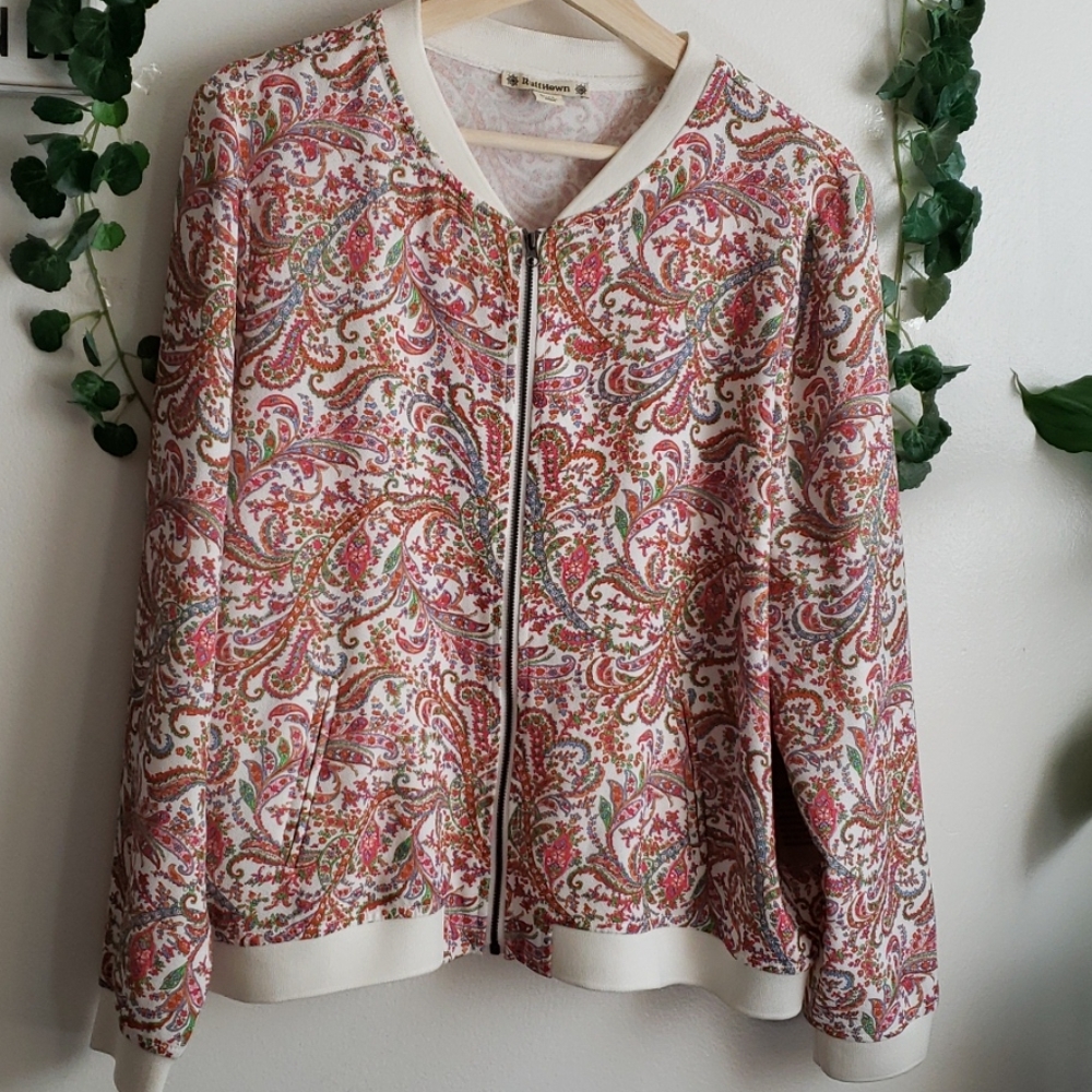 Nwot RuffHewn Floral Bomber Jacket